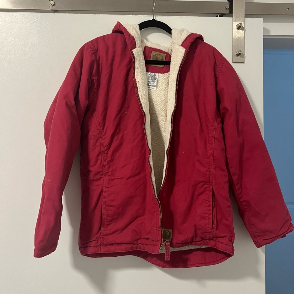 red winter jacket